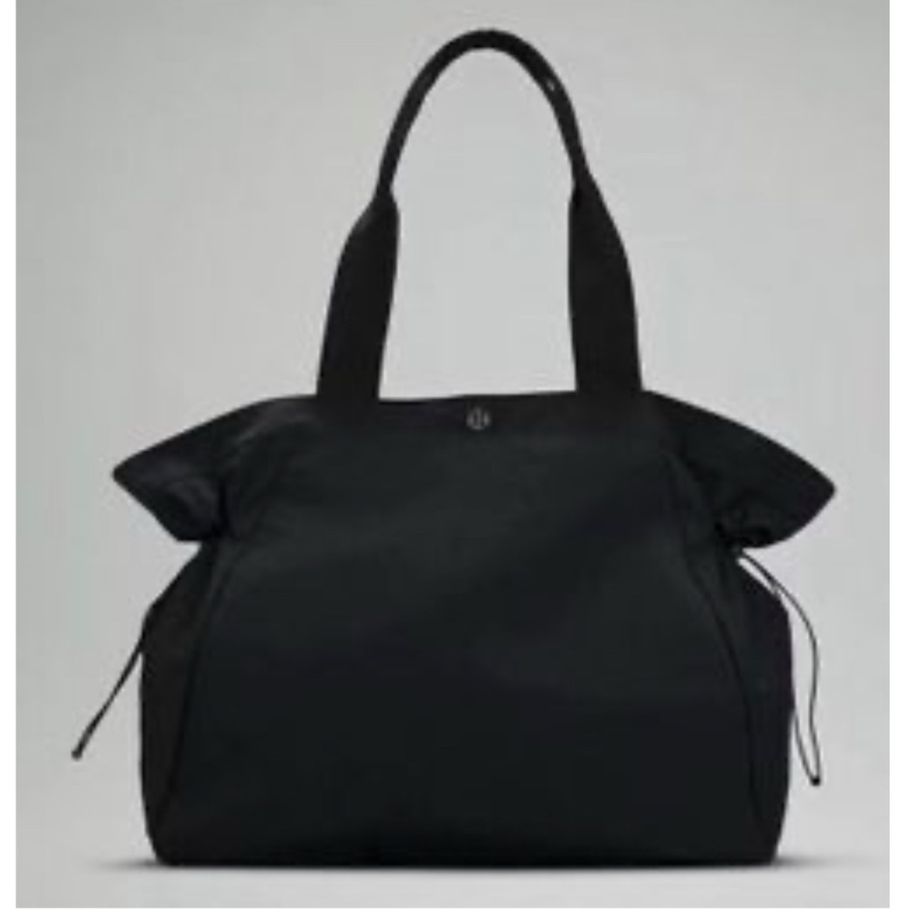 Lululemon Athletica Black Cinch Shopper Shopping Travel Gym Shoulder Bag